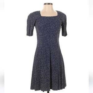 Vintage Elizabeth Wayman Navy Blue Patterned Dress, Size 4  NEW